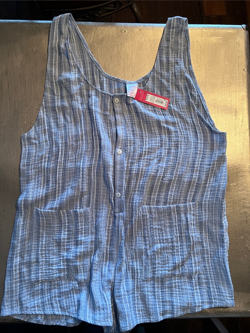 Xhilaration Blue Textured Cotton Sleeveless Romper shorts/top outfit NWT